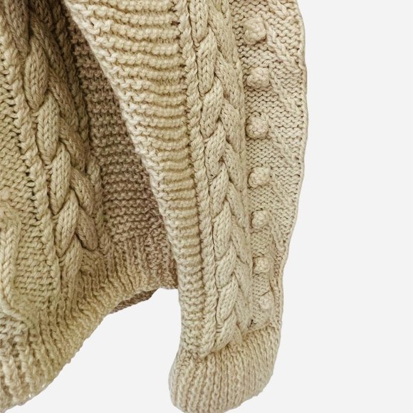 VINTAGE Cable Knit Icelandic-Chunky-hand-knitted-Beige-Fisherman-Sweater… - Picture 4 of 10